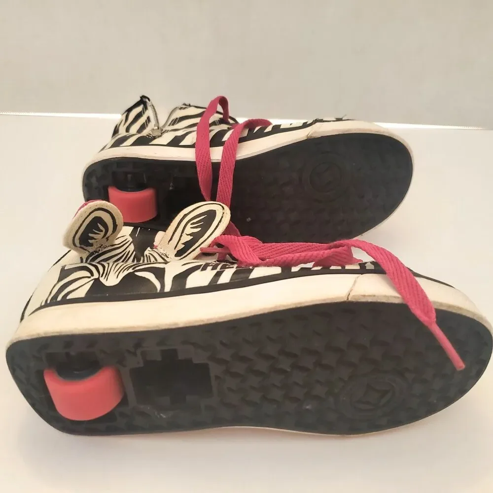 Heely’s Pink Youth Size 3 Lace Up Shoes Girl's Zebra Style Skate Shoes Striped
